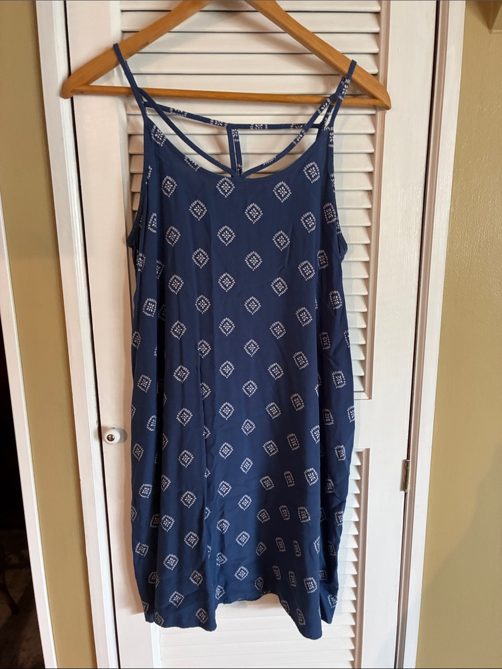 SO Navy Printed Strappy Mini Dress